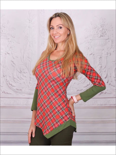 Mommy & Me Red & Green Matching Asymmetric Striped Tunic - Mommy & Me Fall Tunic