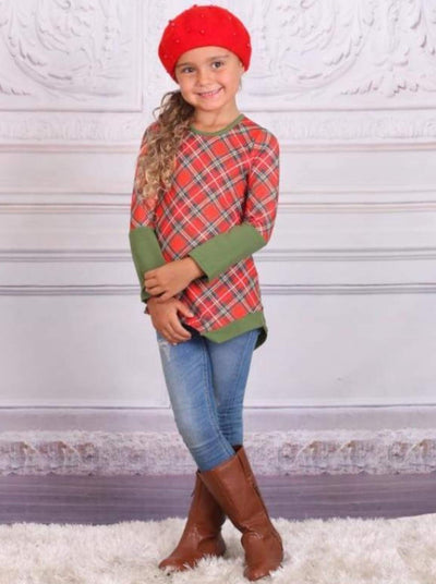 Mommy & Me Red & Green Matching Asymmetric Striped Tunic - Mommy & Me Fall Tunic
