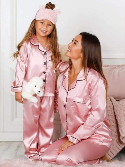 Mommy & Me Silk Long Sleeve Pajama Set - Girls Pajama