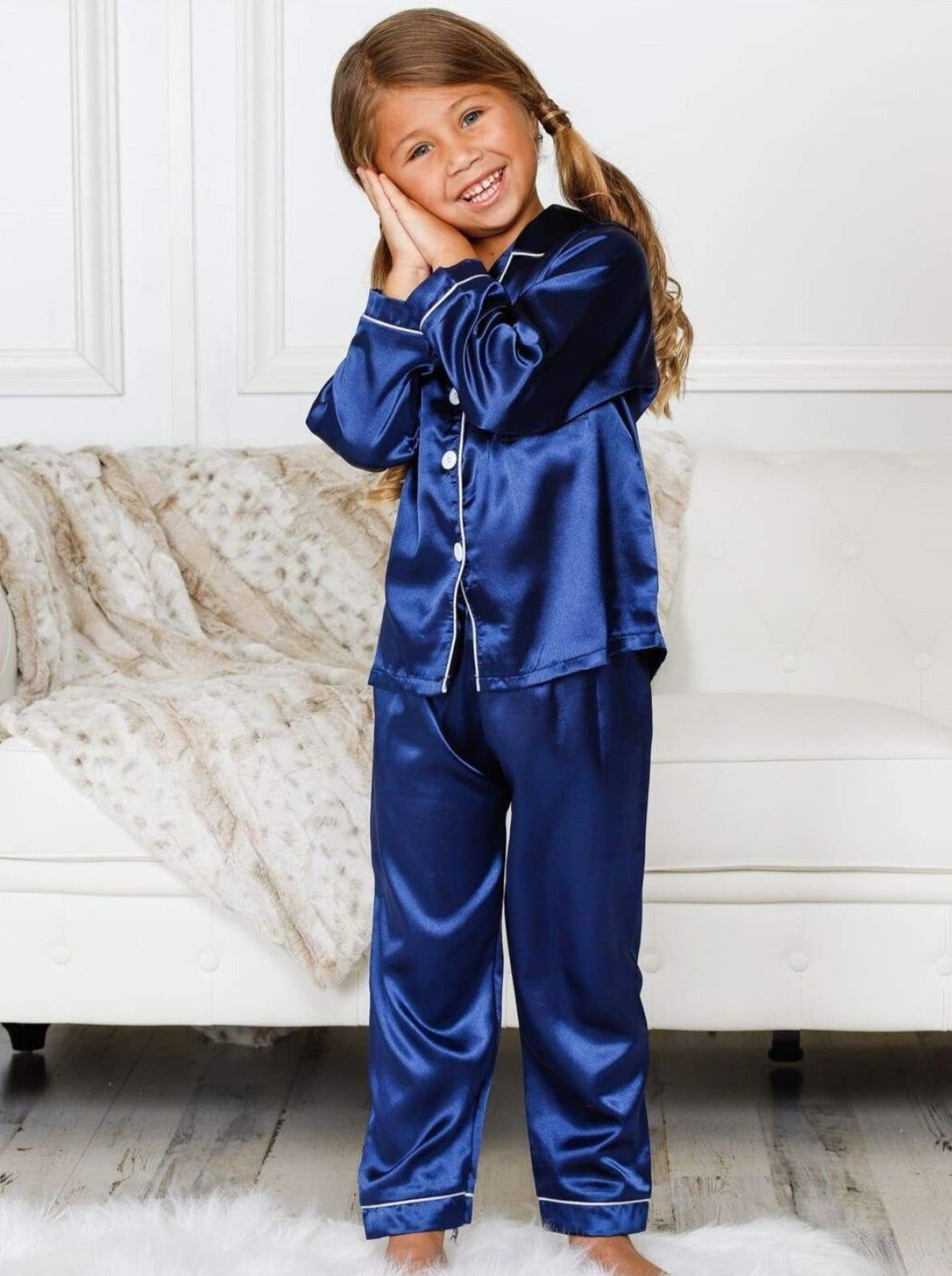 Mommy & Me Silky Long Sleeve Button Down Pajamas