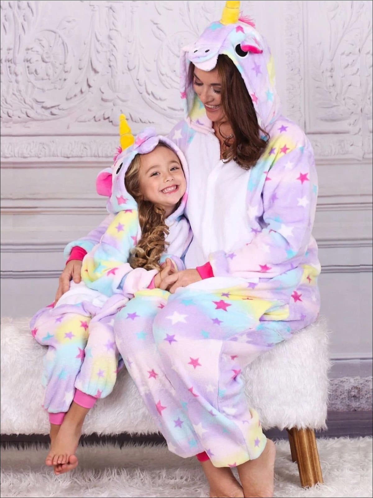 Mommy & Me Stars Unicorn Hooded Pajamas - stars unicorn / S - Girls Pajama