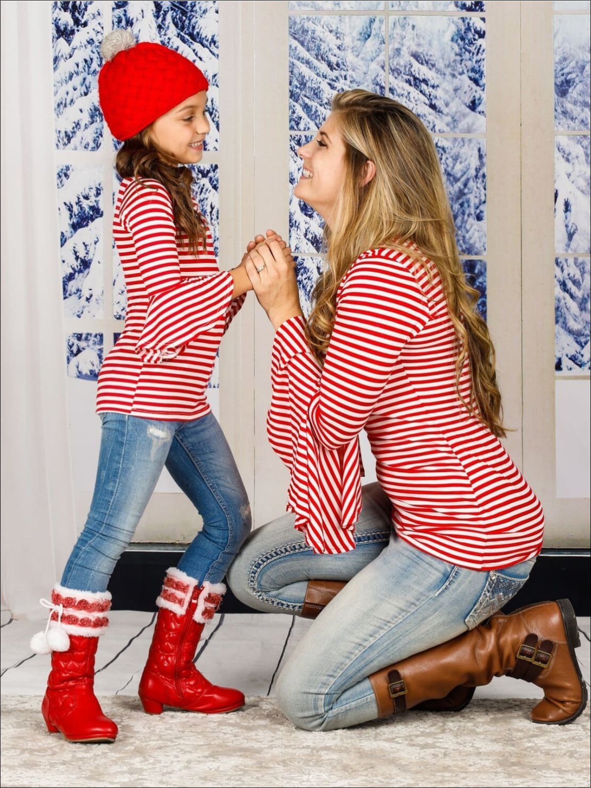 Mommy & Me Striped Long Bell Sleeve Top - Mommy & Me Fall Top