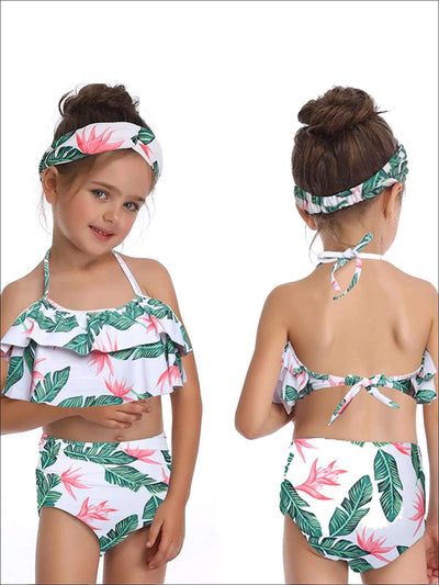 Mommy & Me Tiered Ruffle Tropical Print Two Piece Swimsuit - Mommy & Me Swimsuit