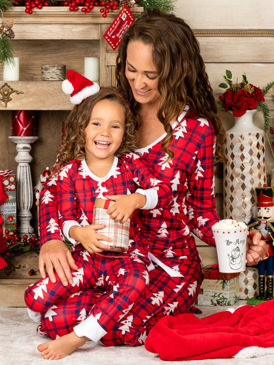 Mommy & Me Matching Winter Pajamas | Plaid Christmas Tree Pajama Set