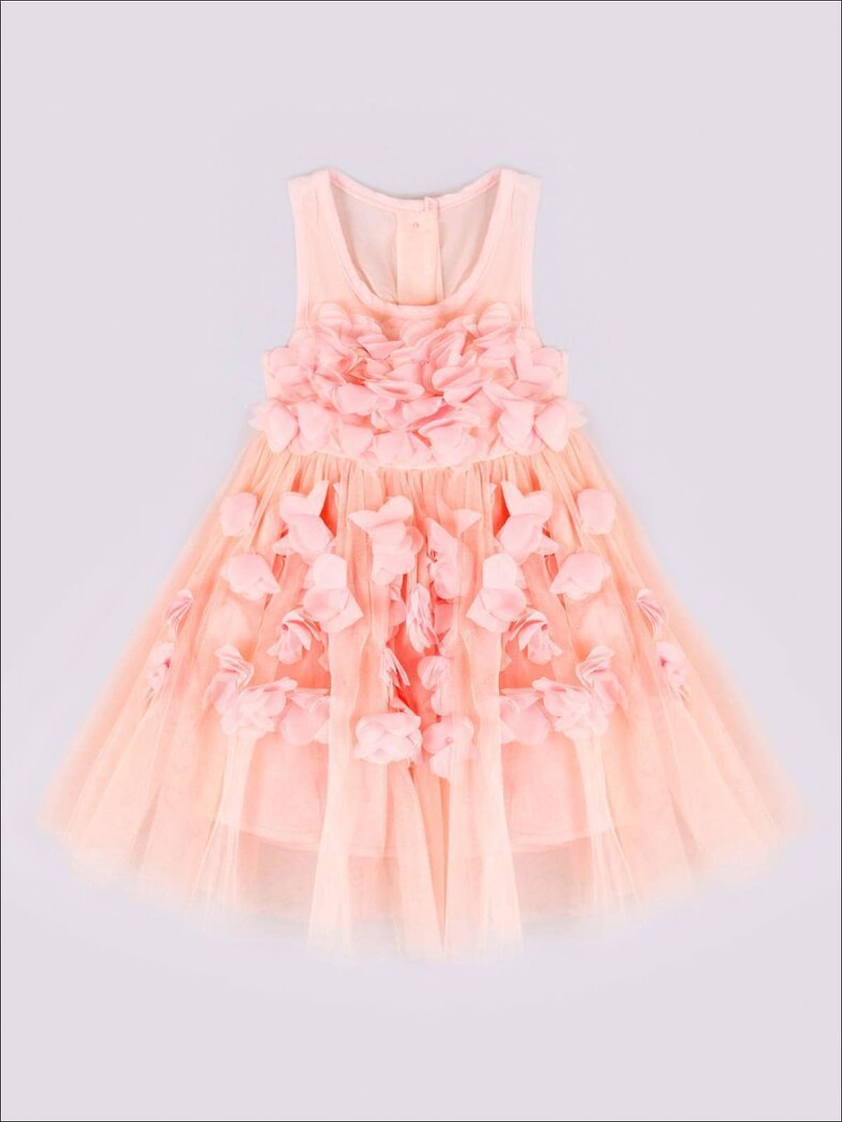 Pink Flower Petal Dress - Girls Dressy Dress