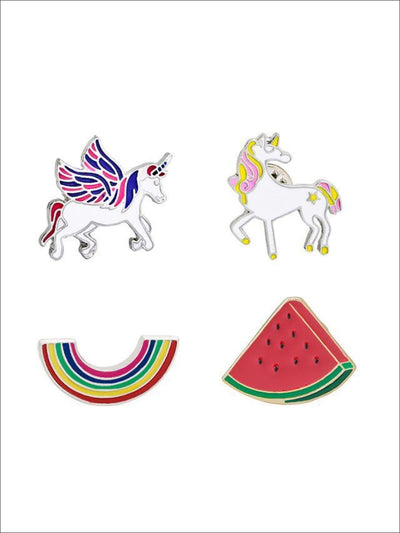 Rainbow & Unicorns Pins - Multicolor / 4pc set - Pins