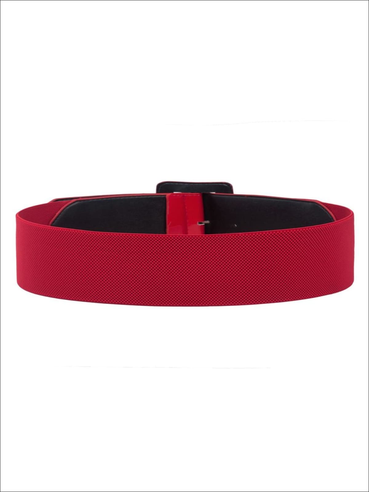 Red Vintage Style Elastic Waist Patent Synthetic Leather Belt - Womens Accessories
