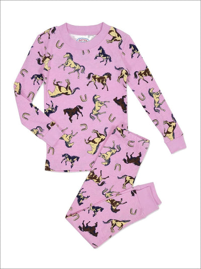 Saras Prints Girls All Cotton Long John Pajama Set