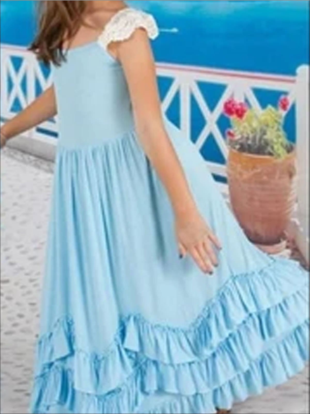 Sleeveless Ruffled Princess Maxi Dress
