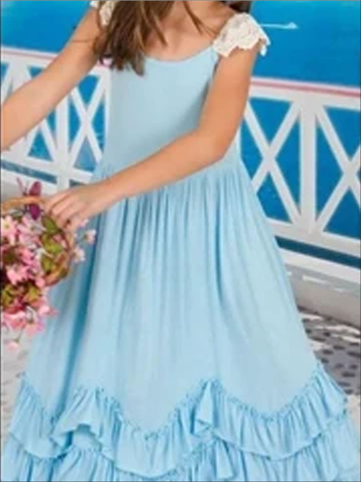 Sleeveless Ruffled Princess Maxi Dress - Blue / 2T
