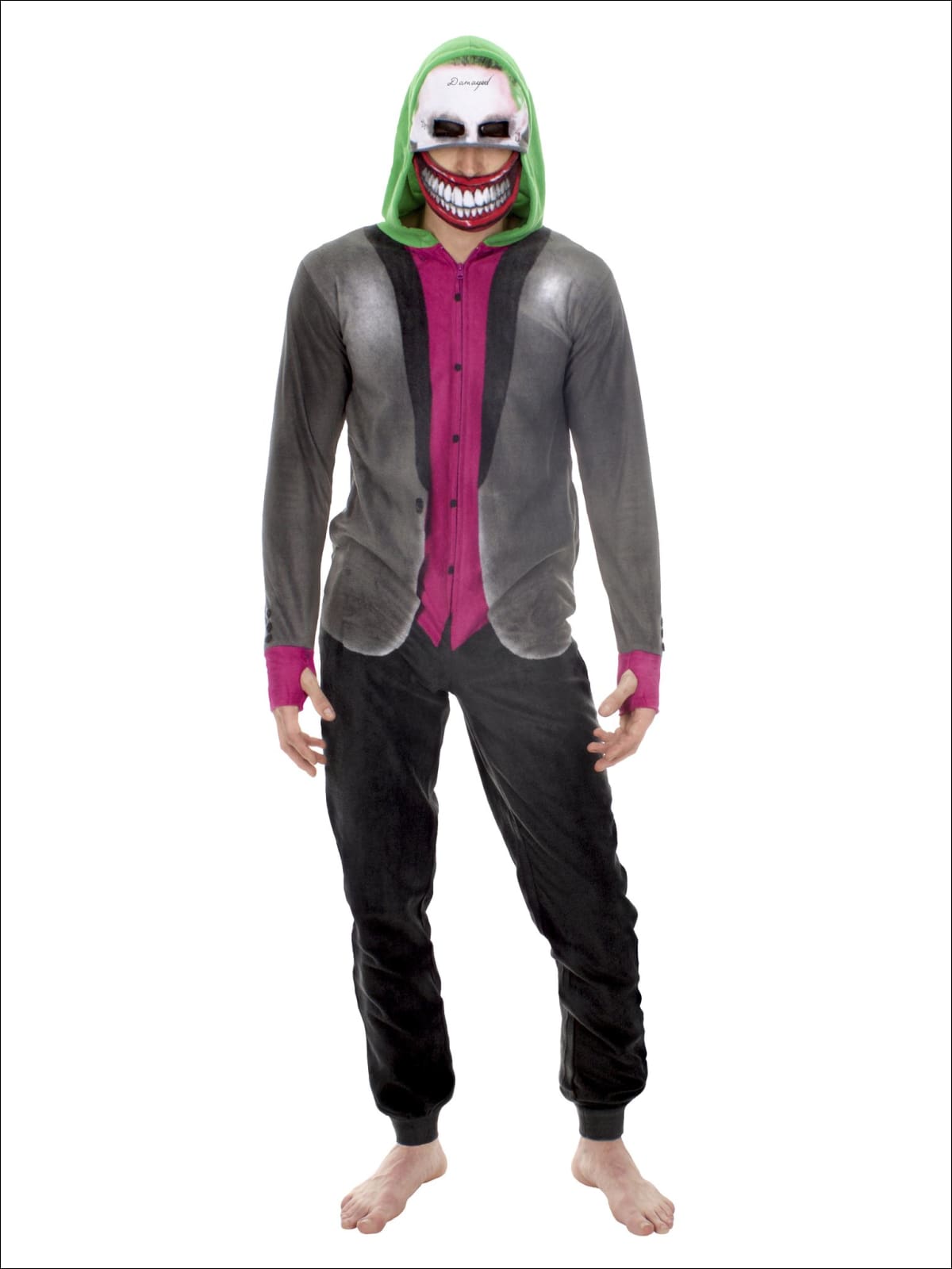 Suicide Squad Mens Joker Onesie Pajama Costume - L / Black