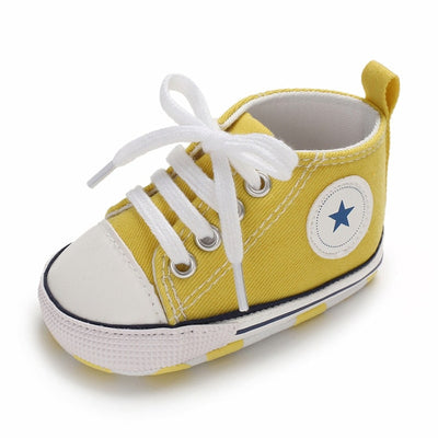 Baby First Steppers Canvas Sneaker Flats by Liv and Mia Yellow