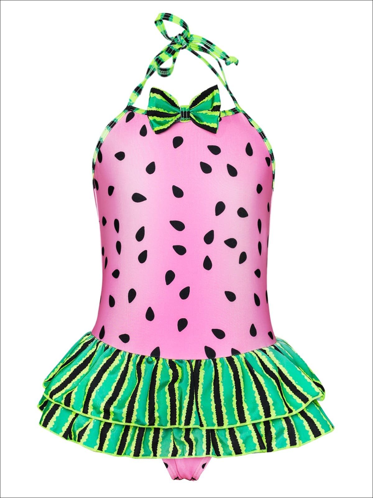 Watermelon Print Skirted One Piece Swimsuit - Girls One Piece Swimsuit