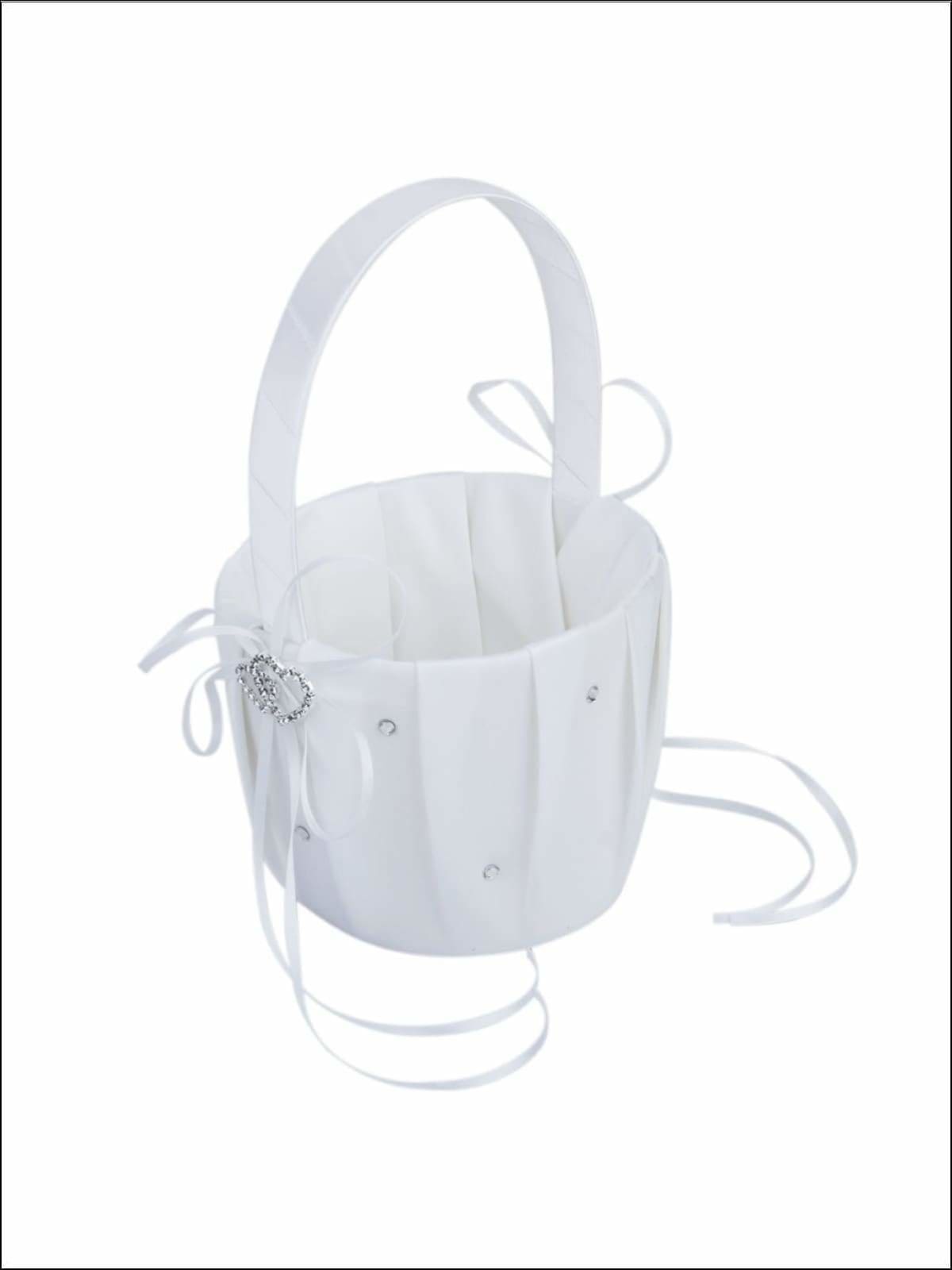White Flower Girl Basket and Ring Pillow ( set 2 pcs) - Wedding Basket and Ring Pillow