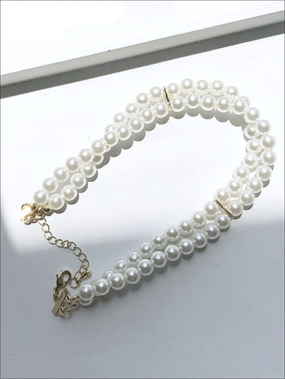 White Layered Pearl Choker Necklace - Mia Belle Girls