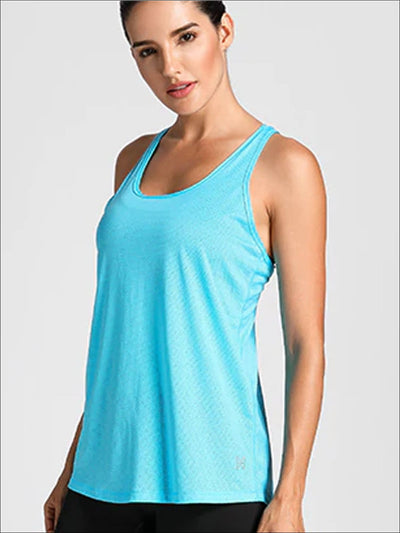 Womens Active Strappy Back Tank Top - XS / Blue - Womens Activewear