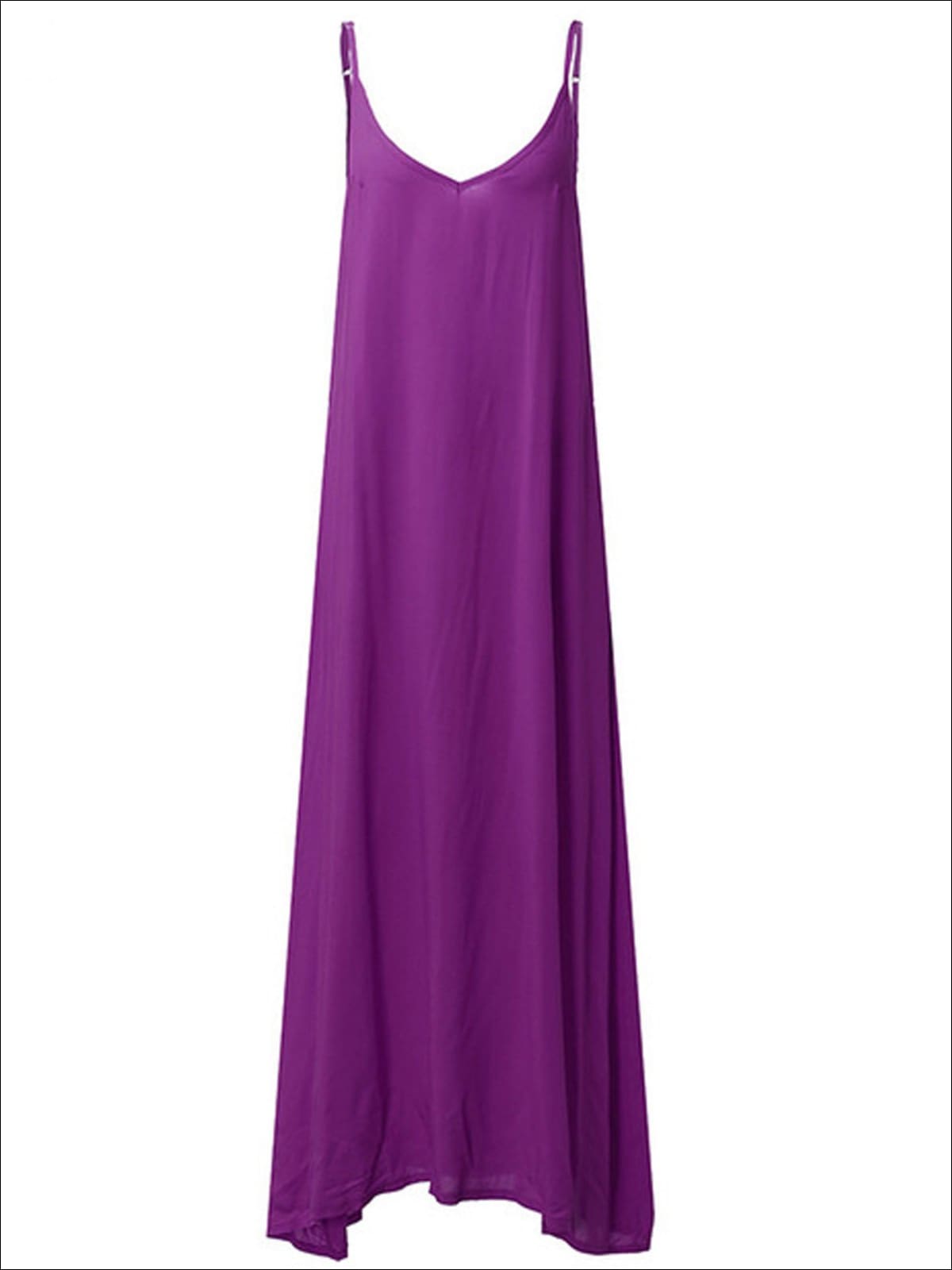 Womens Boho Loose Maxi Dress With Side Pockets - Purple / S - Womens Dresses
