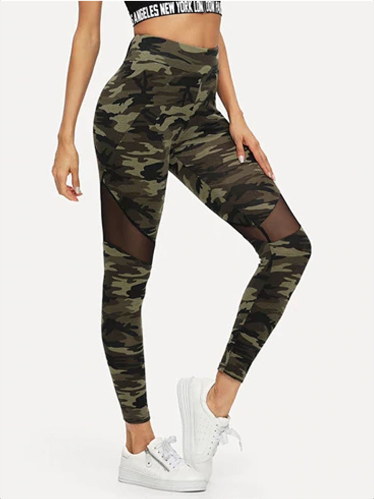 Womens Camouflage Mesh Fashion Athleisure Leggings - Multicolor / XS - Womens Bottoms