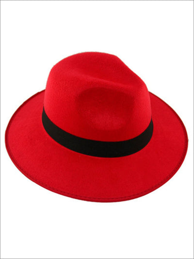 Womens Cashmere Fedora Hat - Red - Womens Hats