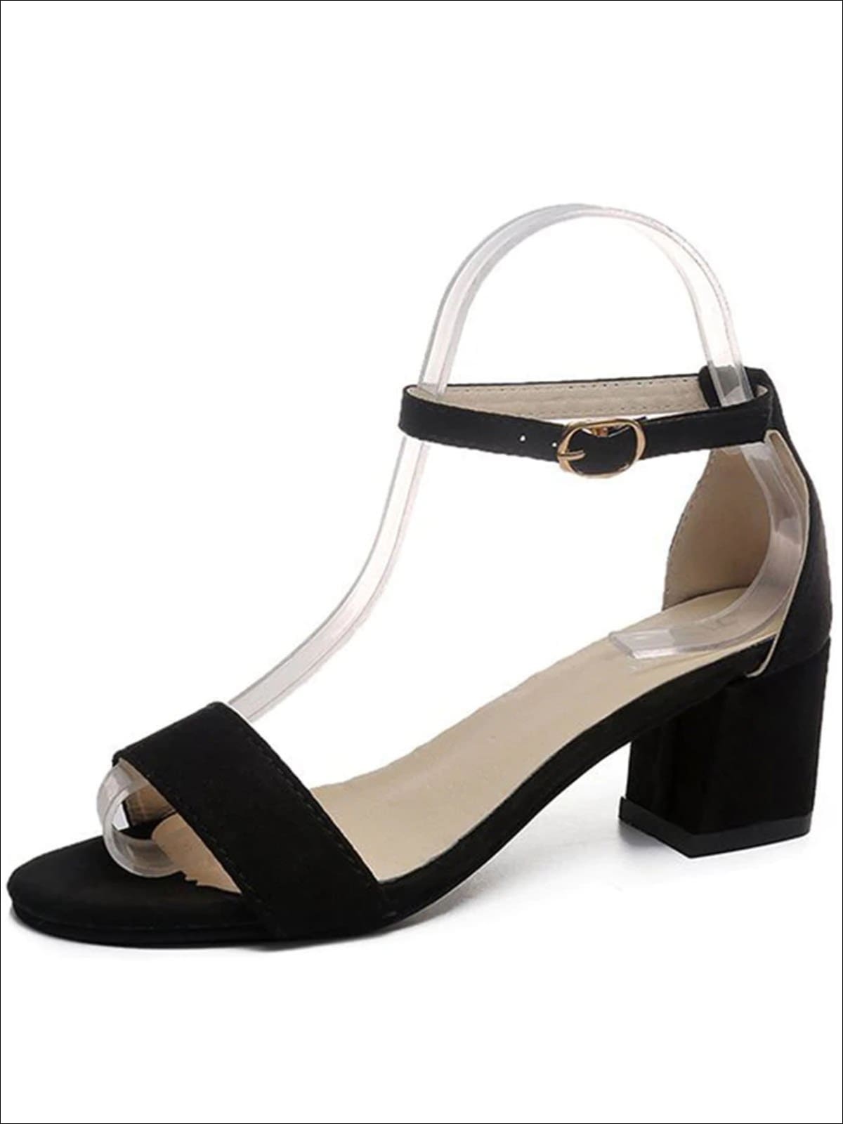 Womens Casual Ankle Strap Block Heel Sandals - Black / 5 - Womens Sandals