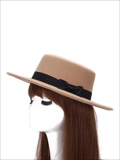 Womens Casual Cashmere Bow Tie Fedora Hat ( 6 Color Options) - Khaki - Womens Hats