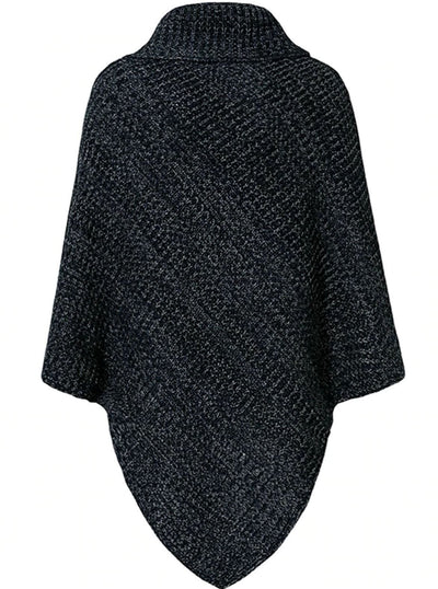 Womens Casual Knit Button Embellished Cloak Sweater - Blue / One Size - Womens Fall Sweaters