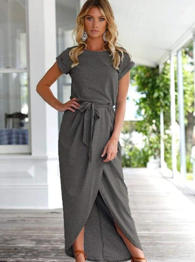Womens Casual Long Tunic Dress - Dark Grey / XS - Womens Dresses