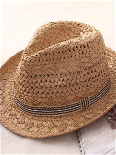 Womens Casual Panama Straw Hat - Brown - Womens Accessories