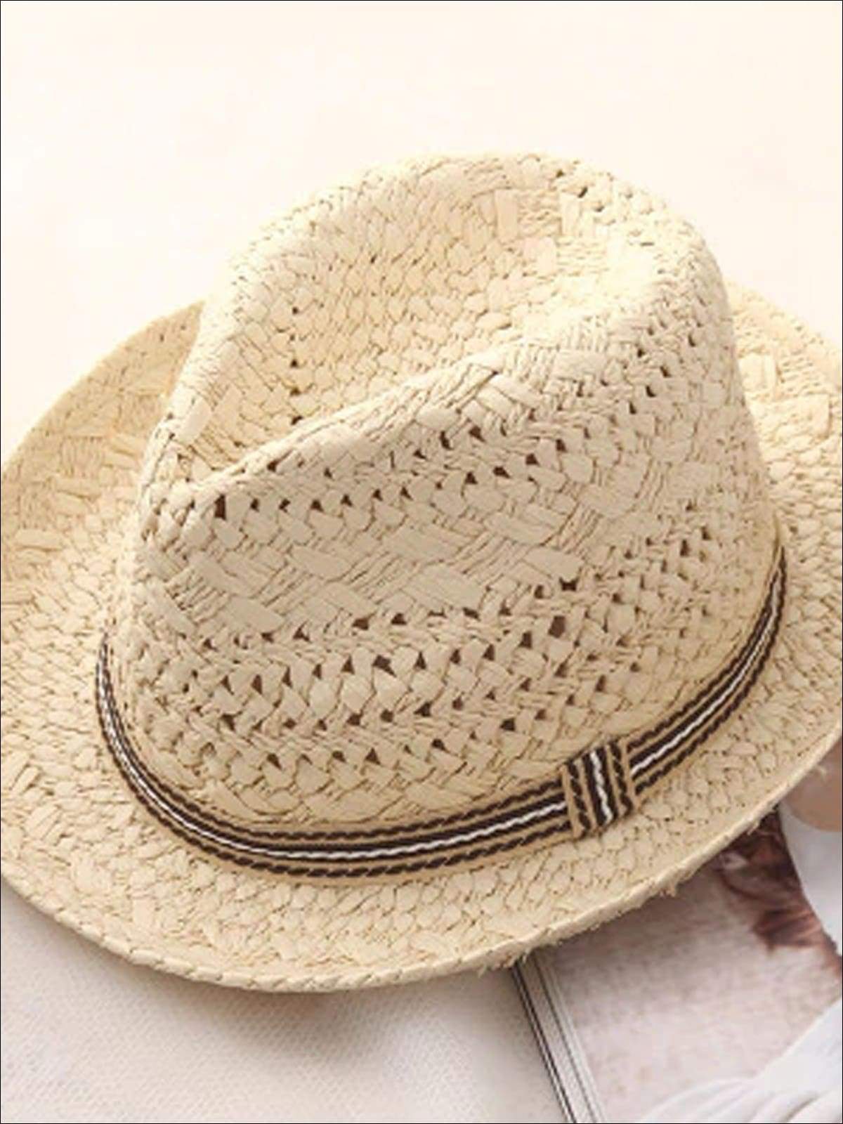 Womens Casual Panama Straw Hat - White - Womens Accessories