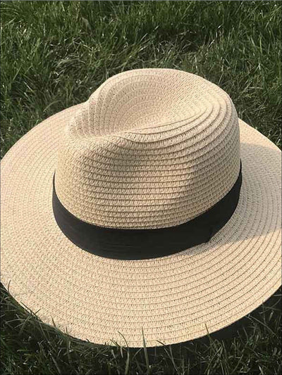 Womens Classic Floppy Panama Hat - Beige - Womens Accessories