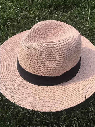 Womens Classic Floppy Panama Hat - Pink - Womens Accessories
