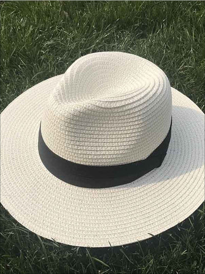 Womens Classic Floppy Panama Hat - White - Womens Accessories