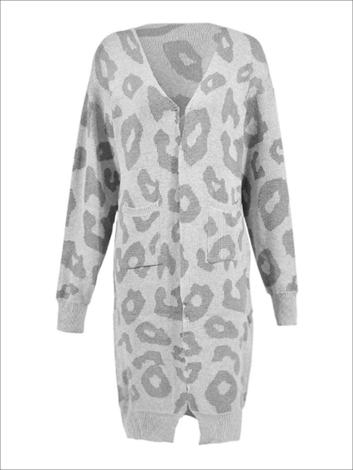 Womens Cotton Leopard Print Fall Cardigan - Womens Fall Outerwear