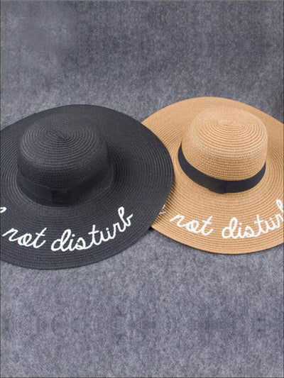 Womens Do Not Disturb Embroidered Straw Beach Hat - Womens Accessories