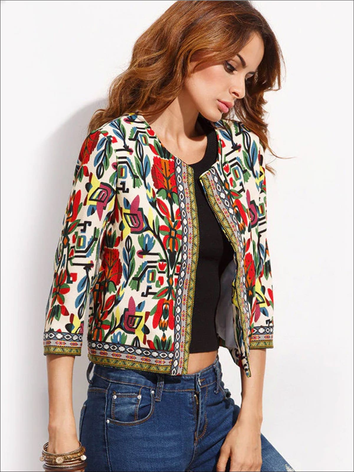 Women's Embroidered Tribal Print Jacket – Mia Belle Girls