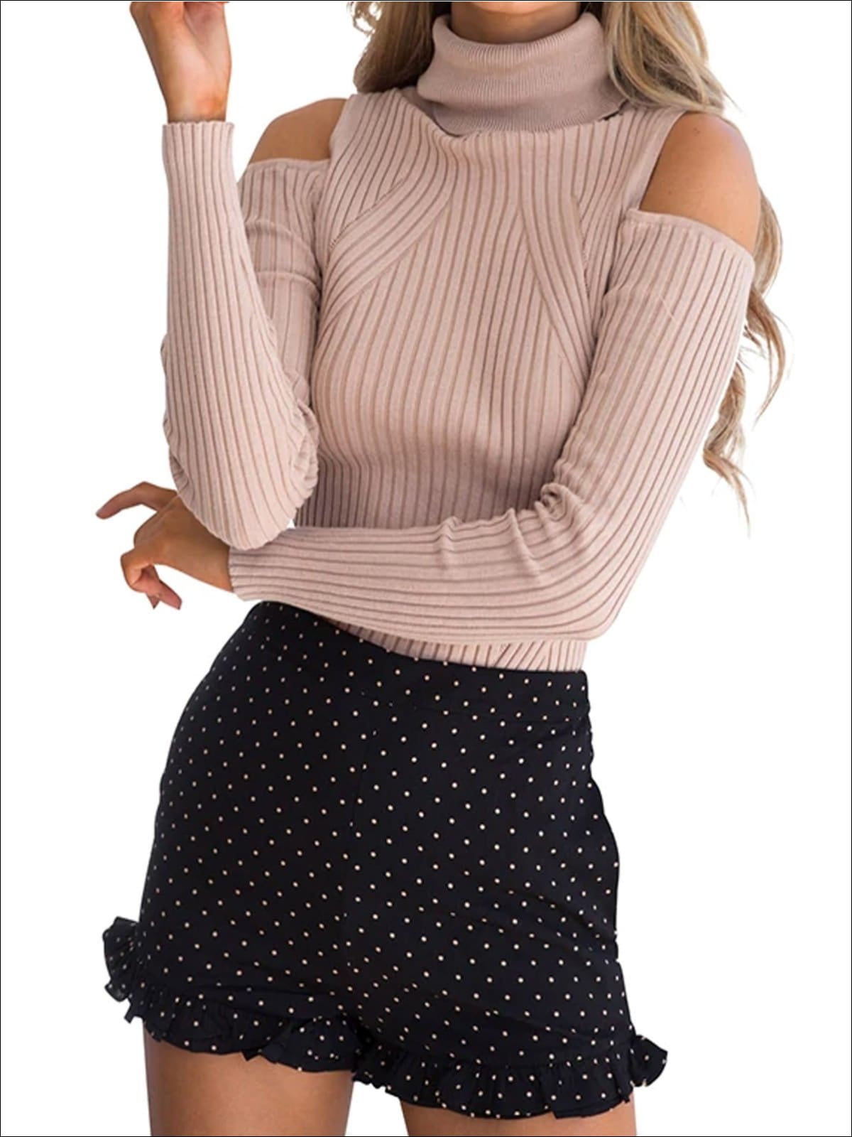 Womens Fall Cozy Knitted Cold Shoulder Sweater - Womens Fall Sweaters