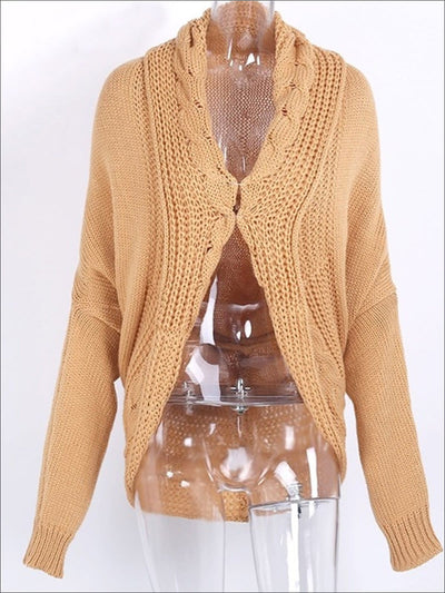Womens Fall Knit Loose Casual Cardigan - Brown / One Size - Womens Fall Outerwear