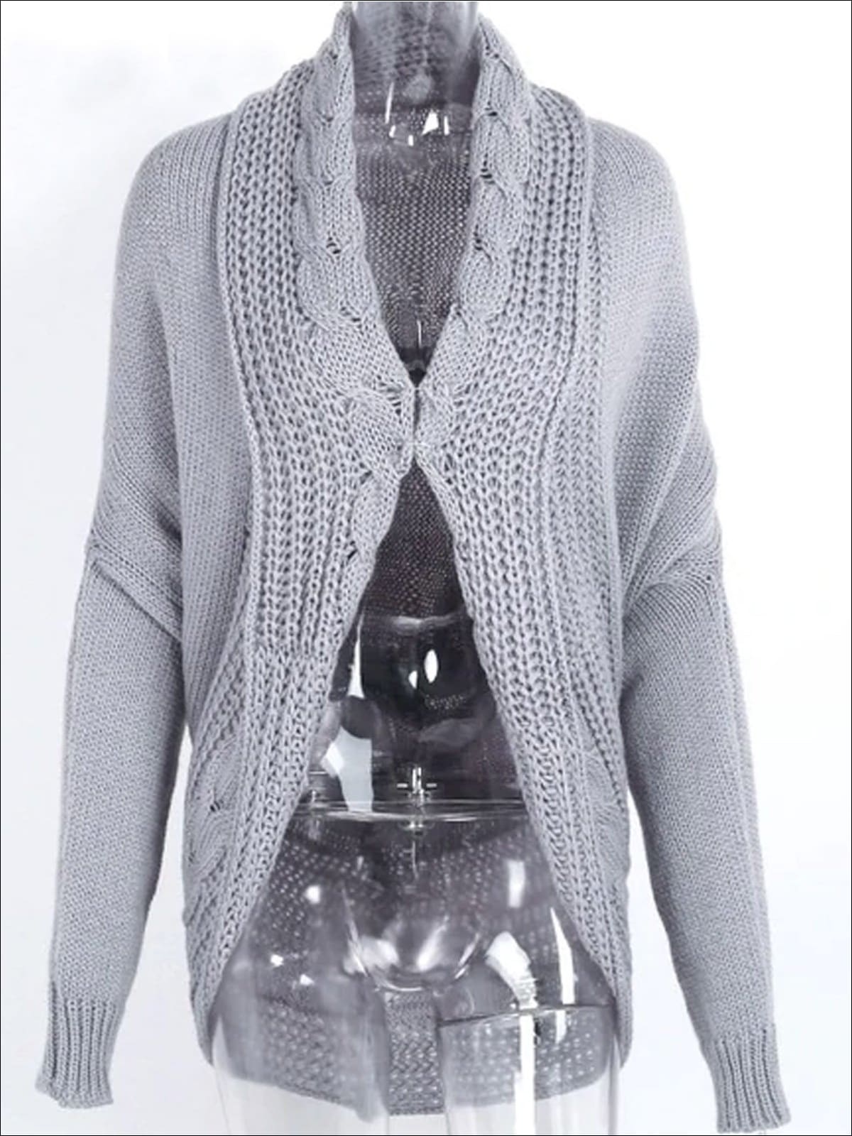 Womens Fall Knit Loose Casual Cardigan - Grey / One Size - Womens Fall Outerwear