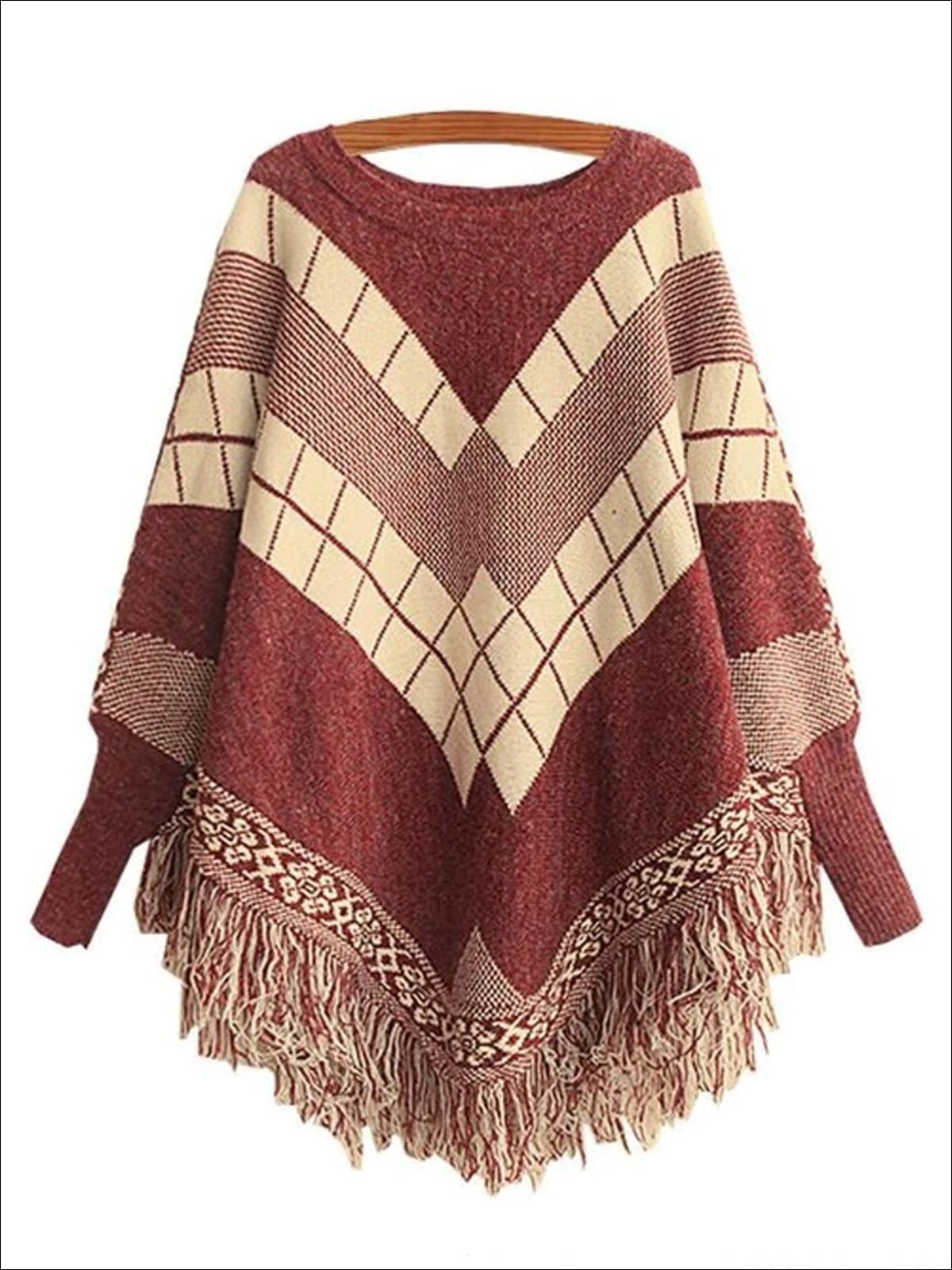 Womens Fall Knitted Fringe Sweater - Red / One - Womens Fall Sweaters