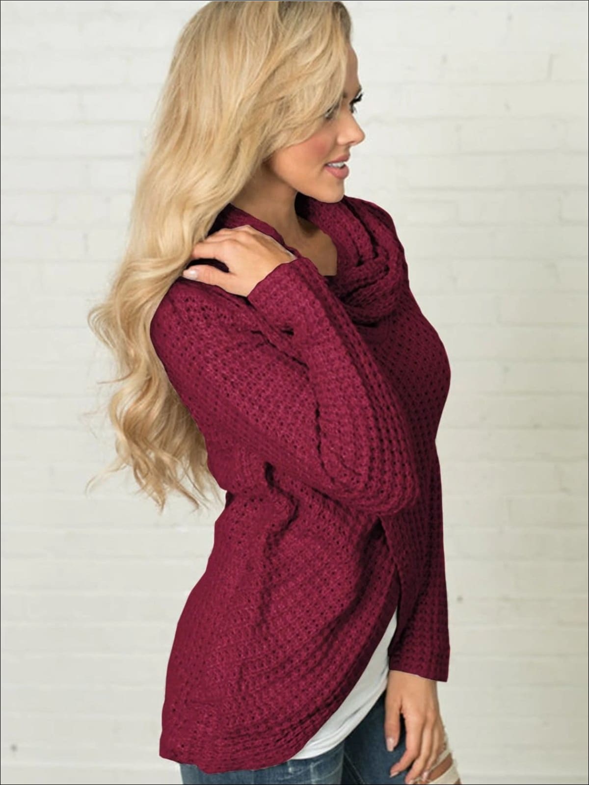 Womens Fall Knitted Turtleneck Sweater Poncho - Womens Sweater