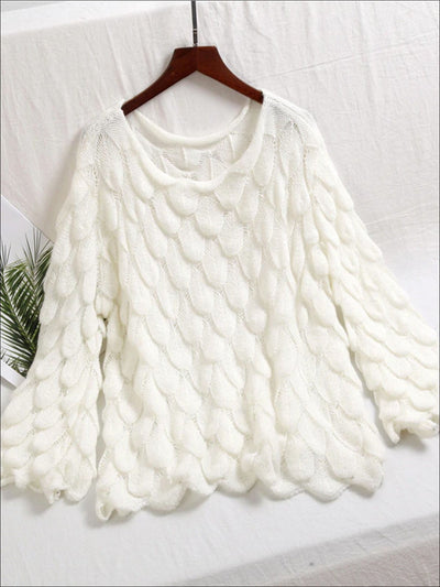 Womens Fall Macrame Over-Sized Pullover Sweater - Womens Fall Sweaters