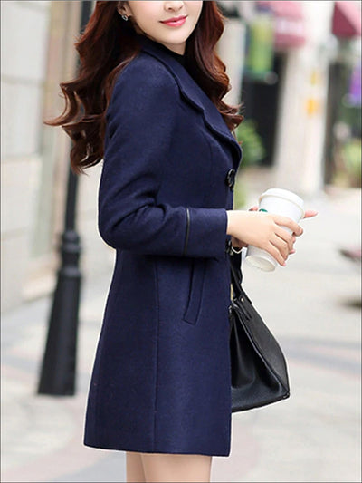 Womens Fall Slim Fit Cashmere Pea Coat - Womens Fall Outerwear