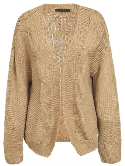 Womens Fall Twist Knitted Casual Cardigan - Brown / One Size - Womens Fall Outerwear