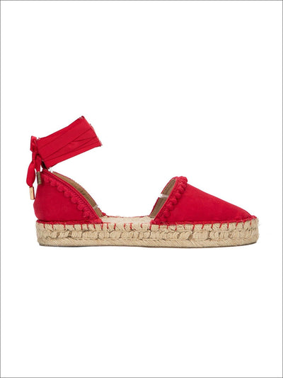Womens Fashion Cross-Strap Espadrilles`With Pompom Applique By Liv and Mia - Womens Flats