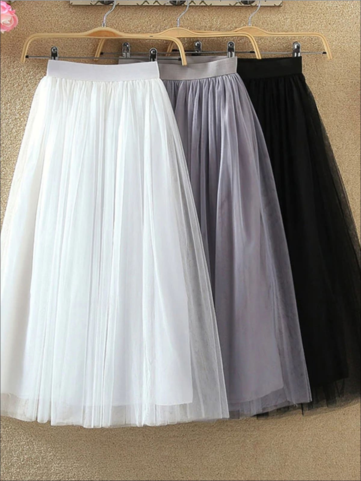 Womens Fashion Elastic High Waist Tulle Skirt - Womens Bottoms