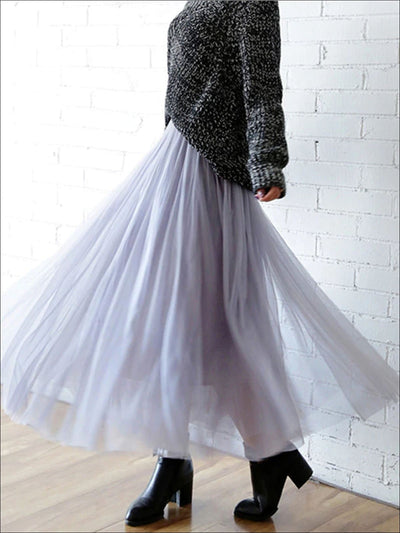 Womens Fashion Elastic High Waist Tulle Skirt - Womens Bottoms
