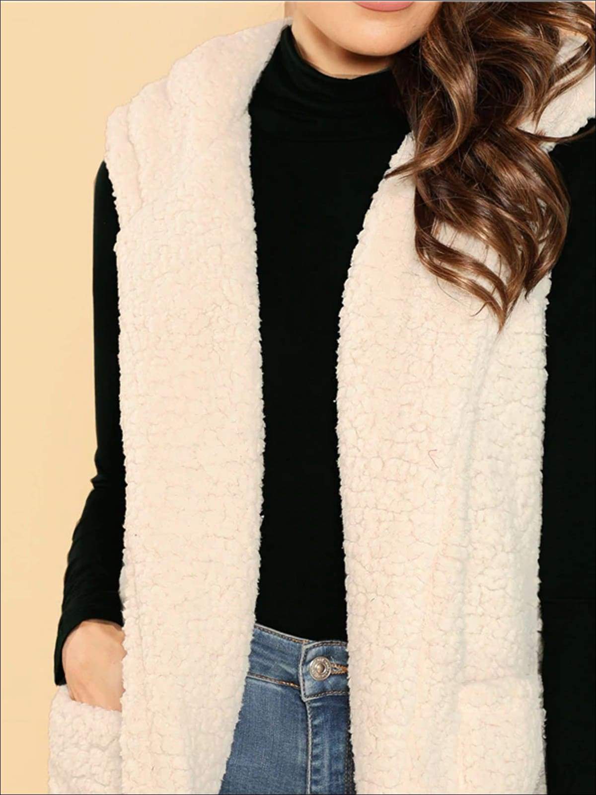 Womens Fashion Hooded Vest with Side Pockets - Womens Fall Outerwear