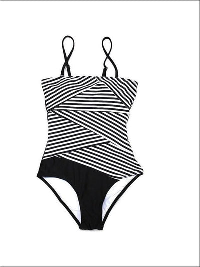 Women's Geometric Stripe Monokini – Mia Belle Girls