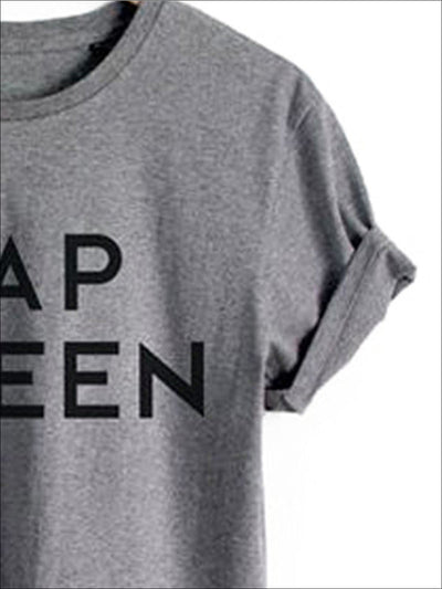 Womens Grey Nap Queen Short Sleeve Tee - Womens Tops