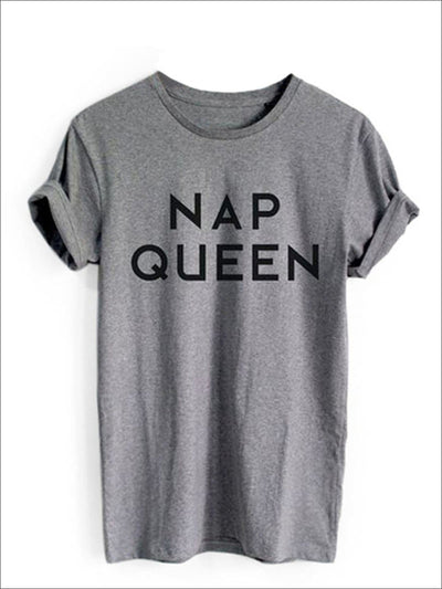 Womens Grey Nap Queen Short Sleeve Tee - Grey / S - Womens Tops